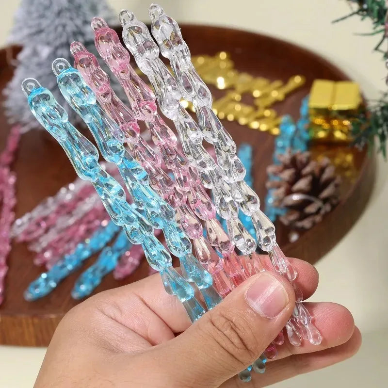 5-120-Pack Clear Christmas Ice Icicle Ornament Glossy Christmas Trees Windows Door Beautiful Garlands Christmas