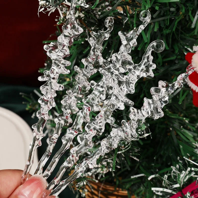 5-120-Pack Clear Christmas Ice Icicle Ornament Glossy Christmas Trees Windows Door Beautiful Garlands Christmas
