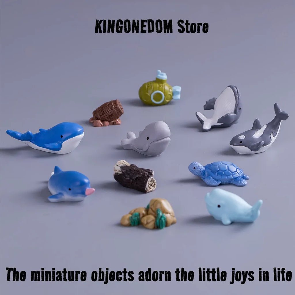 11-Pack Ocean Whale Set Micro Landscape DIY Accessories Resin Miniatures Narwhal，Orca，Blue Whale Aquarium Decorative