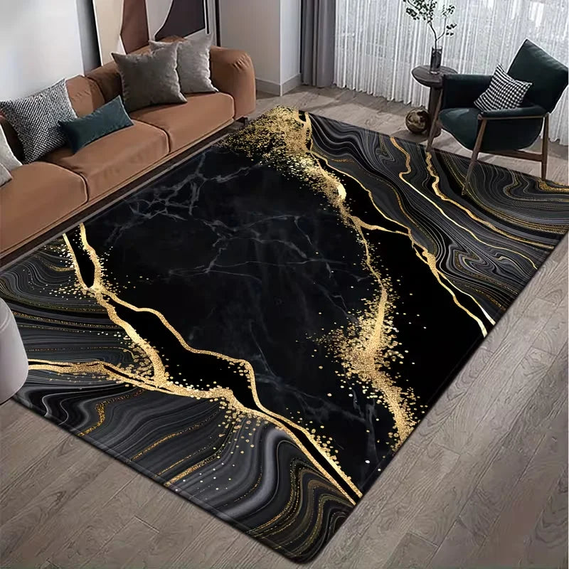 Light Luxury Marble Floor Mat Living Room Decoration Mat Office Soft Fluffy Carpet Bathroom