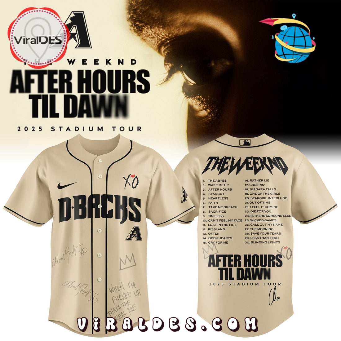 Arizona Diamondbacks x The Weeknd After Hours Til Dawn Baseball Jersey