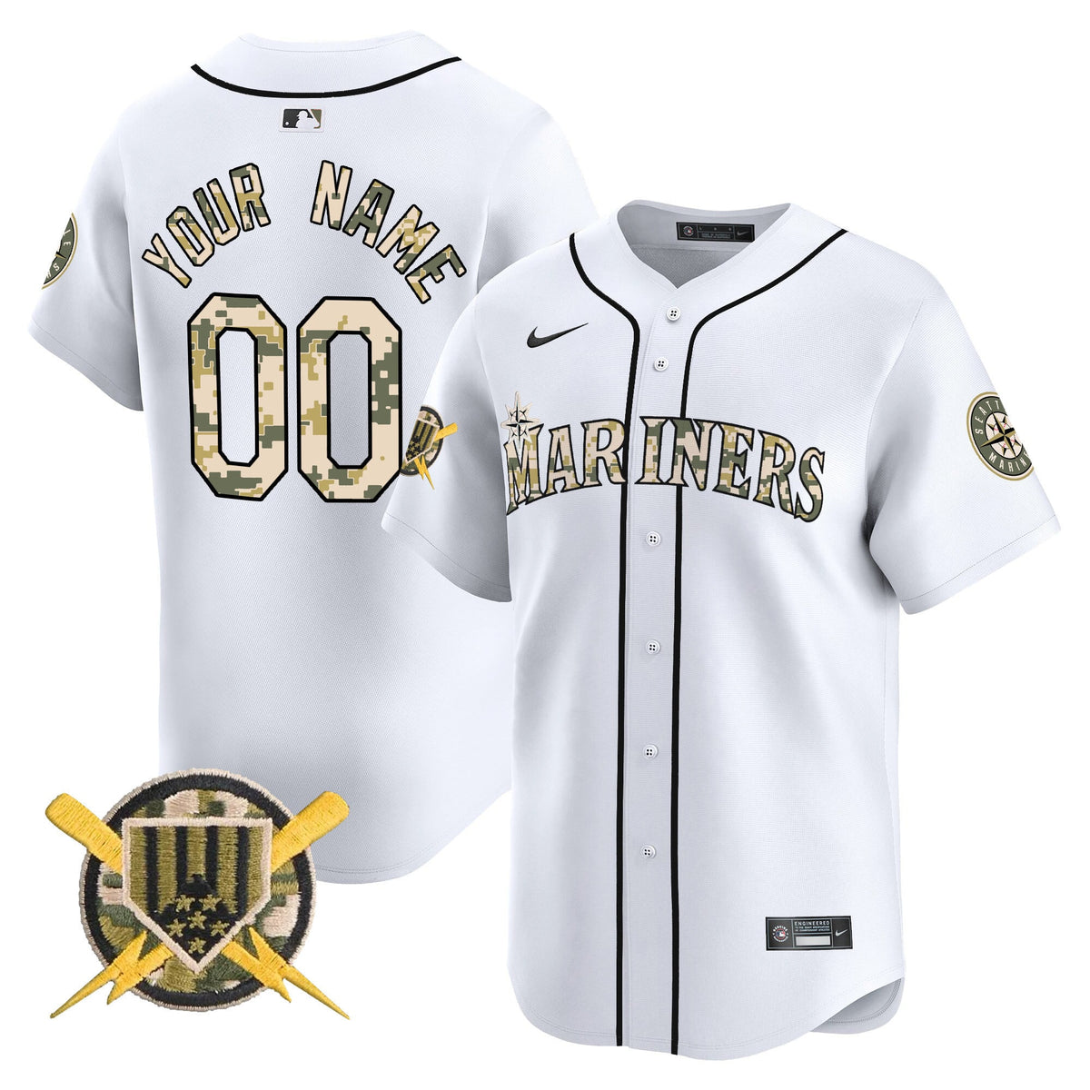 Seattle Mariners Armed Forces Day Vapor Premier Limited Custom Jersey - All Stitched