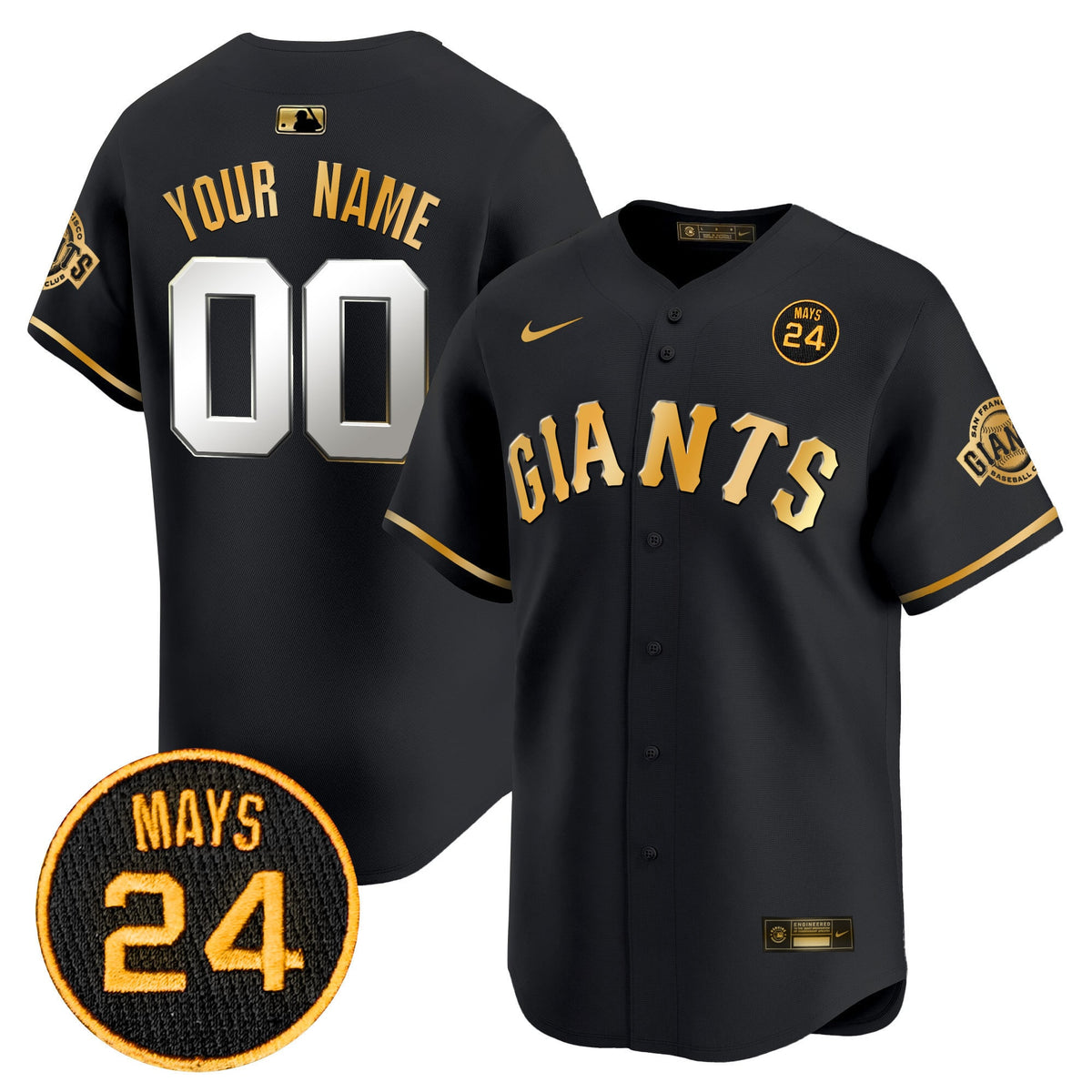 San Francisco Giants 2024 Willie Mays Patch Vapor Premier Limited Custom Jersey V3 - All Stitched