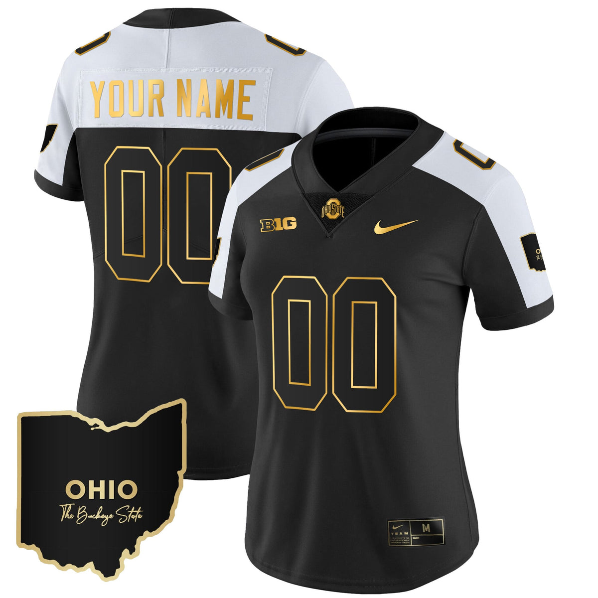 Ohio State Buckeyes 2023 Vapor Limited Gold Custom Jersey - Ohio Patch - All Stitched