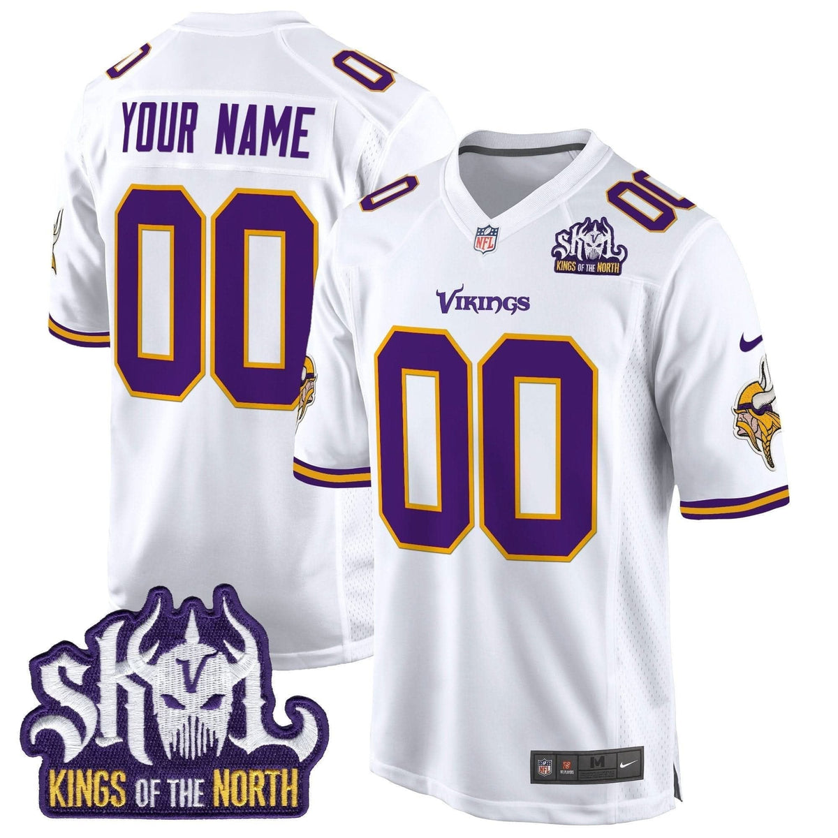 Minnesota Vikings King Of The North Patch Throwback Game Custom Jersey - All Stitched