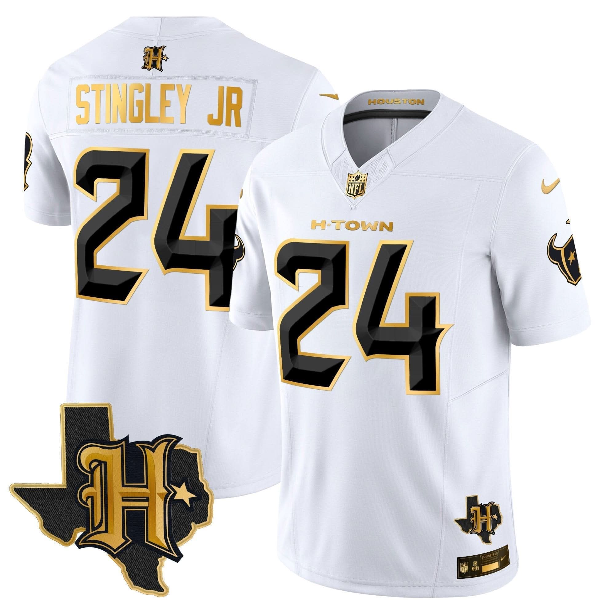 Houston Texans 2024 Texas Patch Gold Vapor Limited Jersey - All Stitched