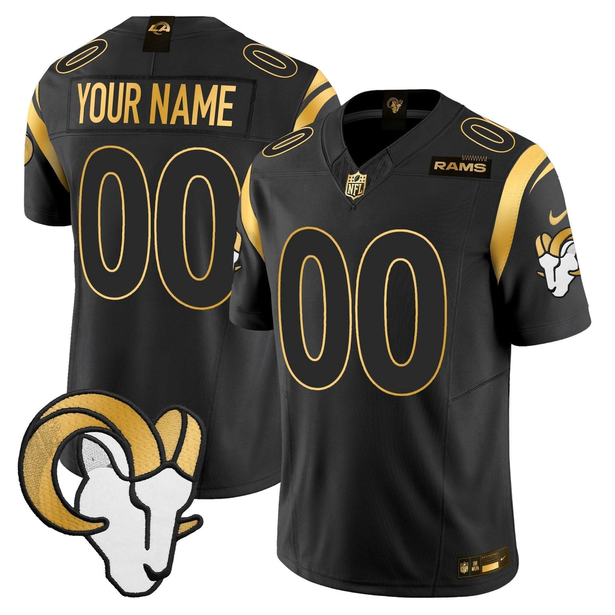 Los Angeles Rams 2024 Gold Vapor Limited Custom Jersey - All Stitched